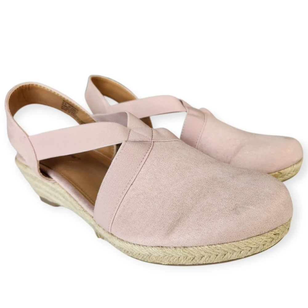 Comfortview Pastel Pink Wide Width The Elodie Espadrille Sandals Size 9W